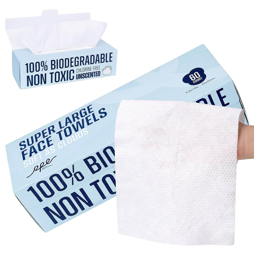 XL Disposable Face Towels Ultra Soft Makeup Remover Dry Wipes Unscented 60 Count