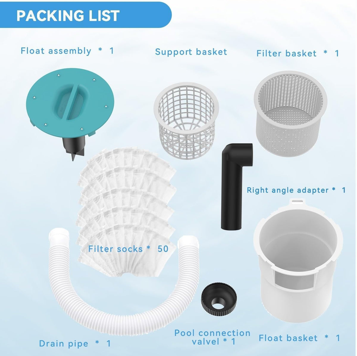Surface Float Skimmer No Installation Required Comes with 50 Filter Socks