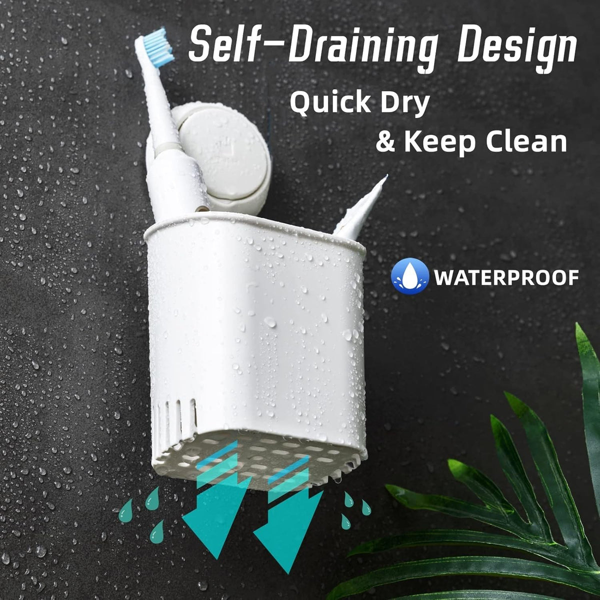 Powerful Suction Toothbrush Holder, Removable Drill-Free Wall Shower Holder 2 Pk