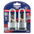Commando Lock Made In U.S.A Keyed Padlock 1-3/4" Wide x 2-1/2" Shackle 2 -Pack