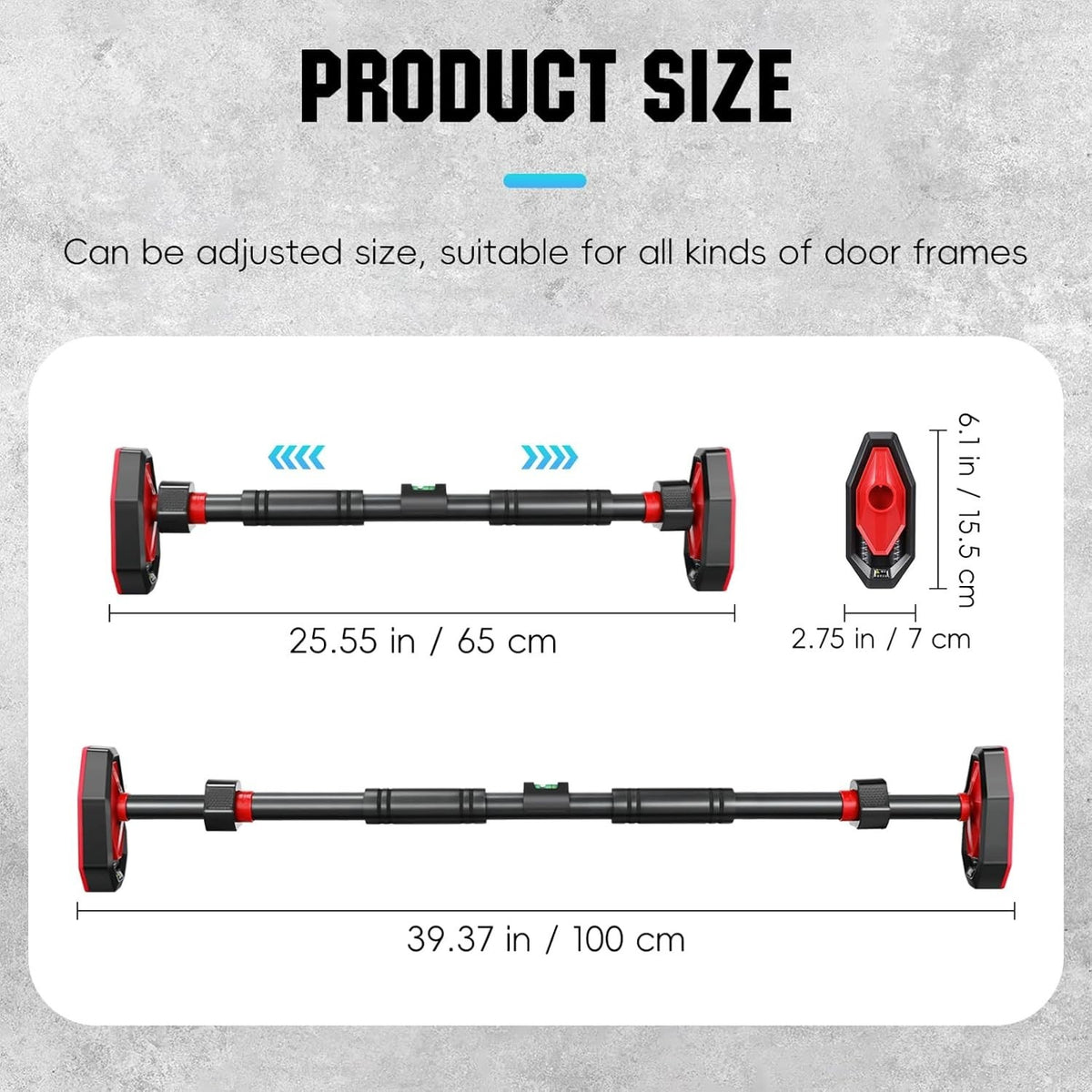 Doorway Pull Up Bar 25.5“-39.4” Adjustable Mount without Screws Max 440 lbs.