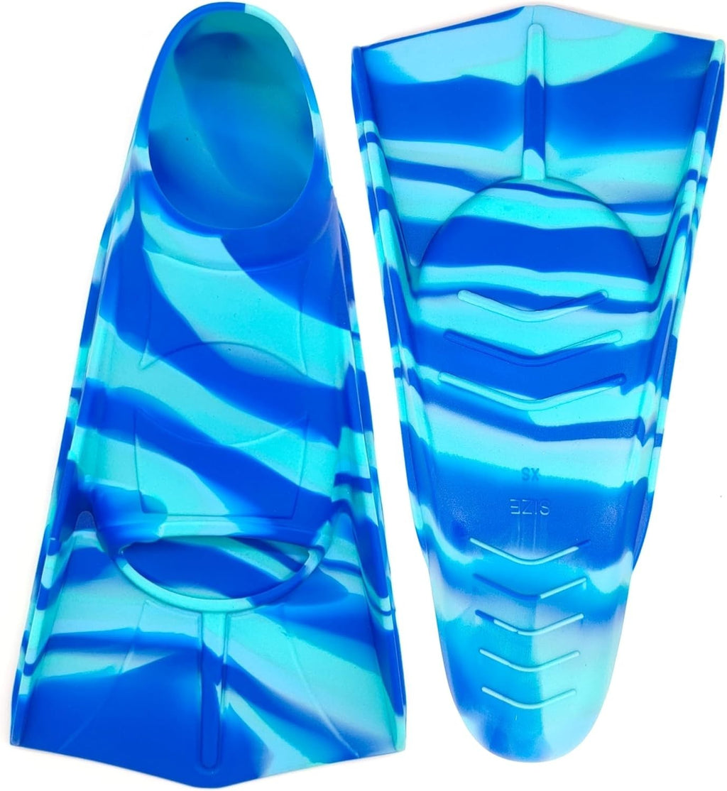 Kids Swim Fins Silicone Flippers for Swimming & Diving Blue Sea & Sky XXS