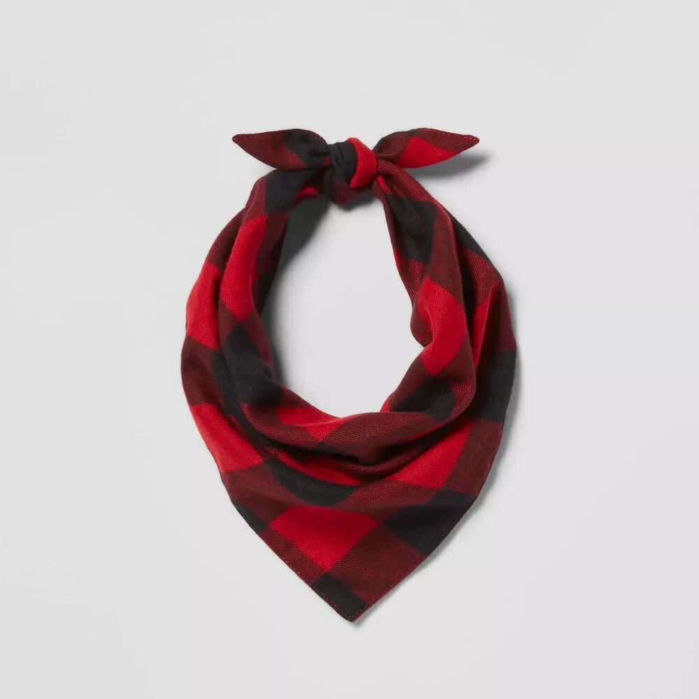 Buffalo Check Brushed Wool-like Dog Fleece Bandana - Red - Wondershop 3-Pack