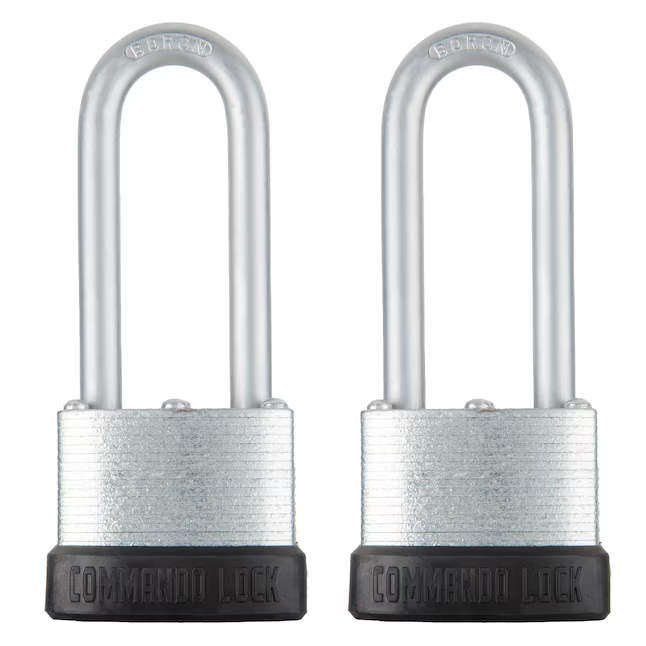 Commando Lock Made In U.S.A Keyed Padlock 1-3/4" Wide x 2-1/2" Shackle 2 -Pack