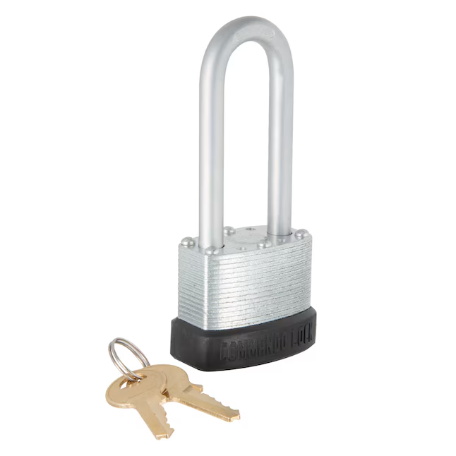 Commando Lock Made In U.S.A Keyed Padlock 1-3/4" Wide x 2-1/2" Shackle 2 -Pack
