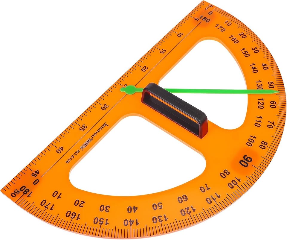 Magnetic Plastic 180-Degree Pointer Protractor 19.65" X 11"in Measurement Tool