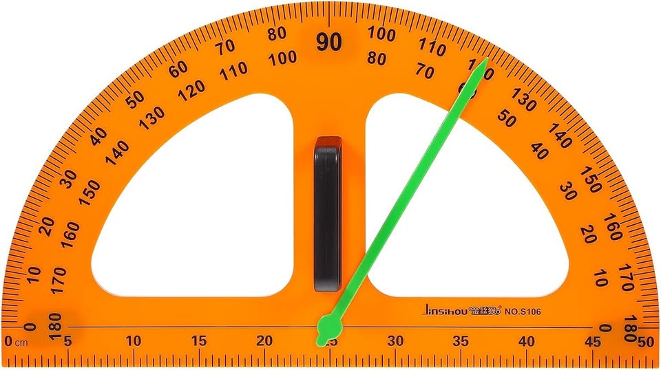 Magnetic Plastic 180-Degree Pointer Protractor 19.65" X 11"in Measurement Tool